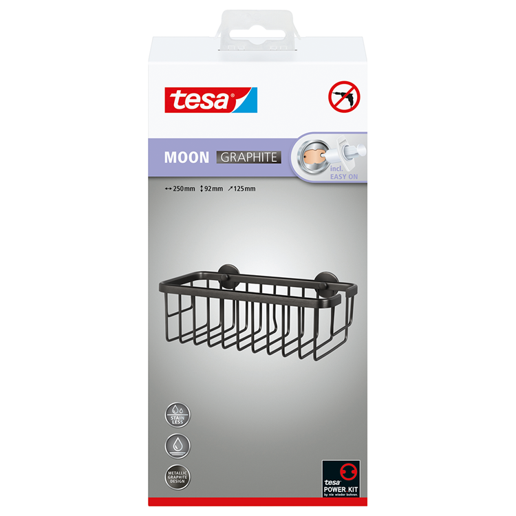 Tesa 1072310 - moon grafiet douche mandje enkel | 2 stuks