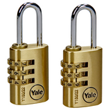 Yale 1060493 - 2 code hangsloten 22mm messing | 3 stuks - afbeelding 1