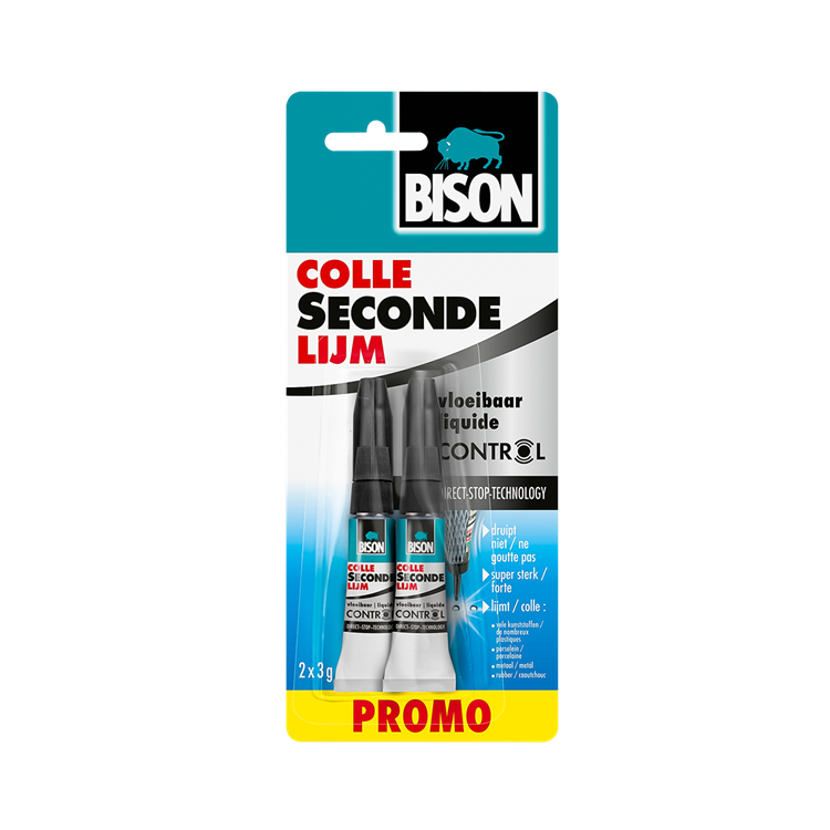 Bison secondelijm vloeibaar control | 2x 3g promo blister - 6311544