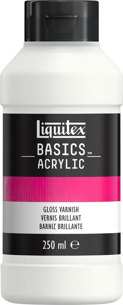 Liquitex 8870304 basics gloss varnish 250 ml – glanzende acrylvernis, transparante bescherming - glans vernis