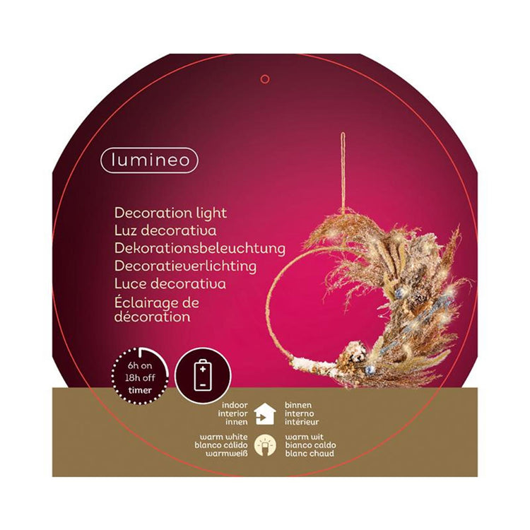 Lumineo krans met droogbloemen met verlichting
