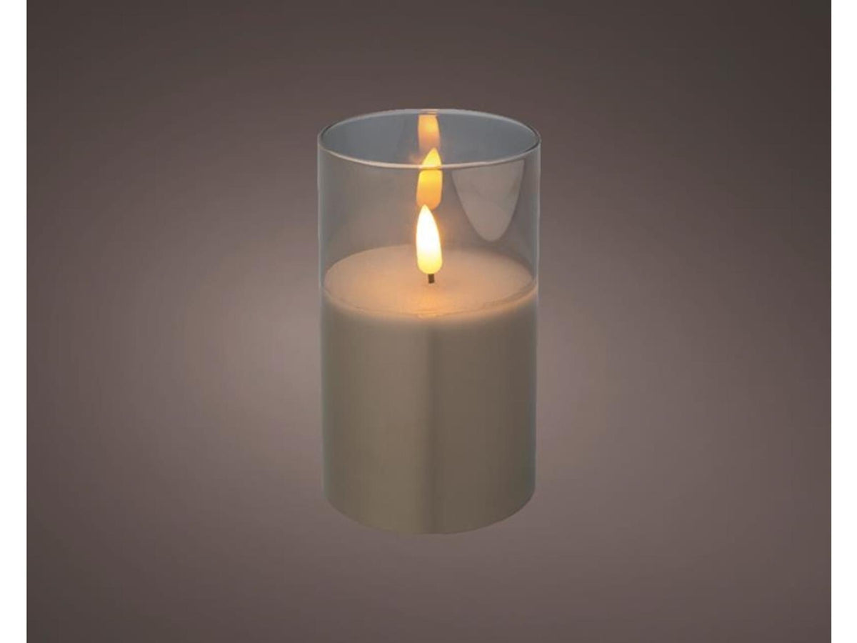 Lumineo led kaars in glas 12,5cm