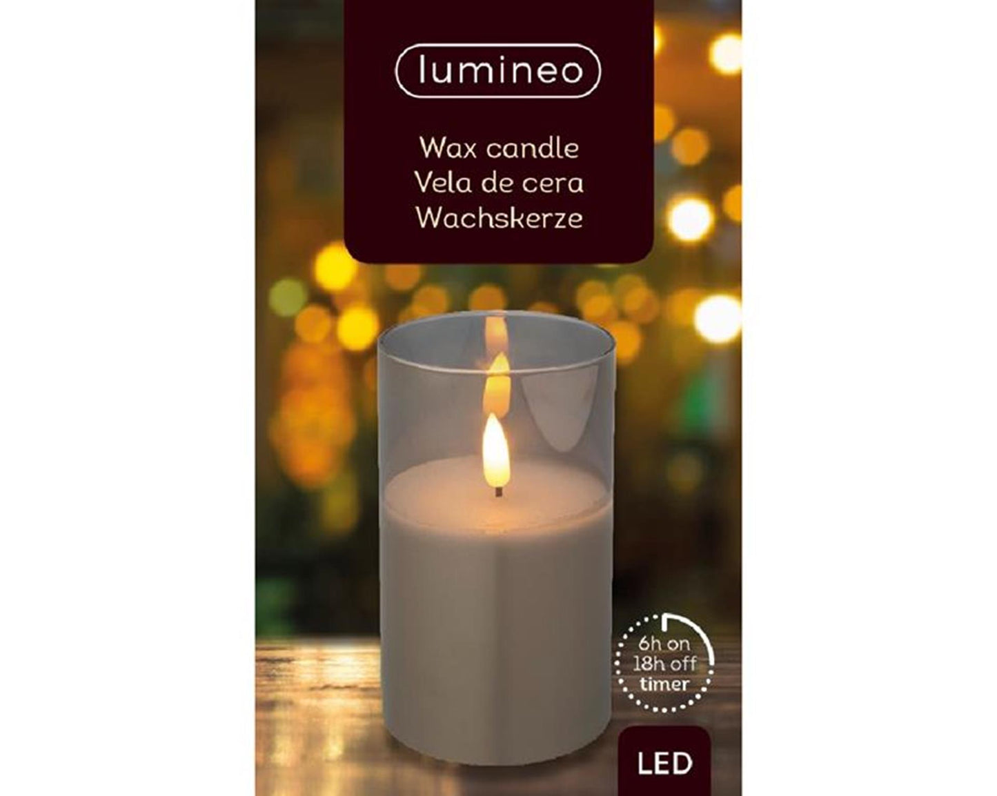 Lumineo led kaars in glas 12,5cm