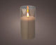 Lumineo led kaars in glas voor binnen met vlameffect en timer dia7,5x15cm rook grijs