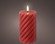 Lumineo led kaars vlam swirl donkerroze 15cm - afbeelding 2