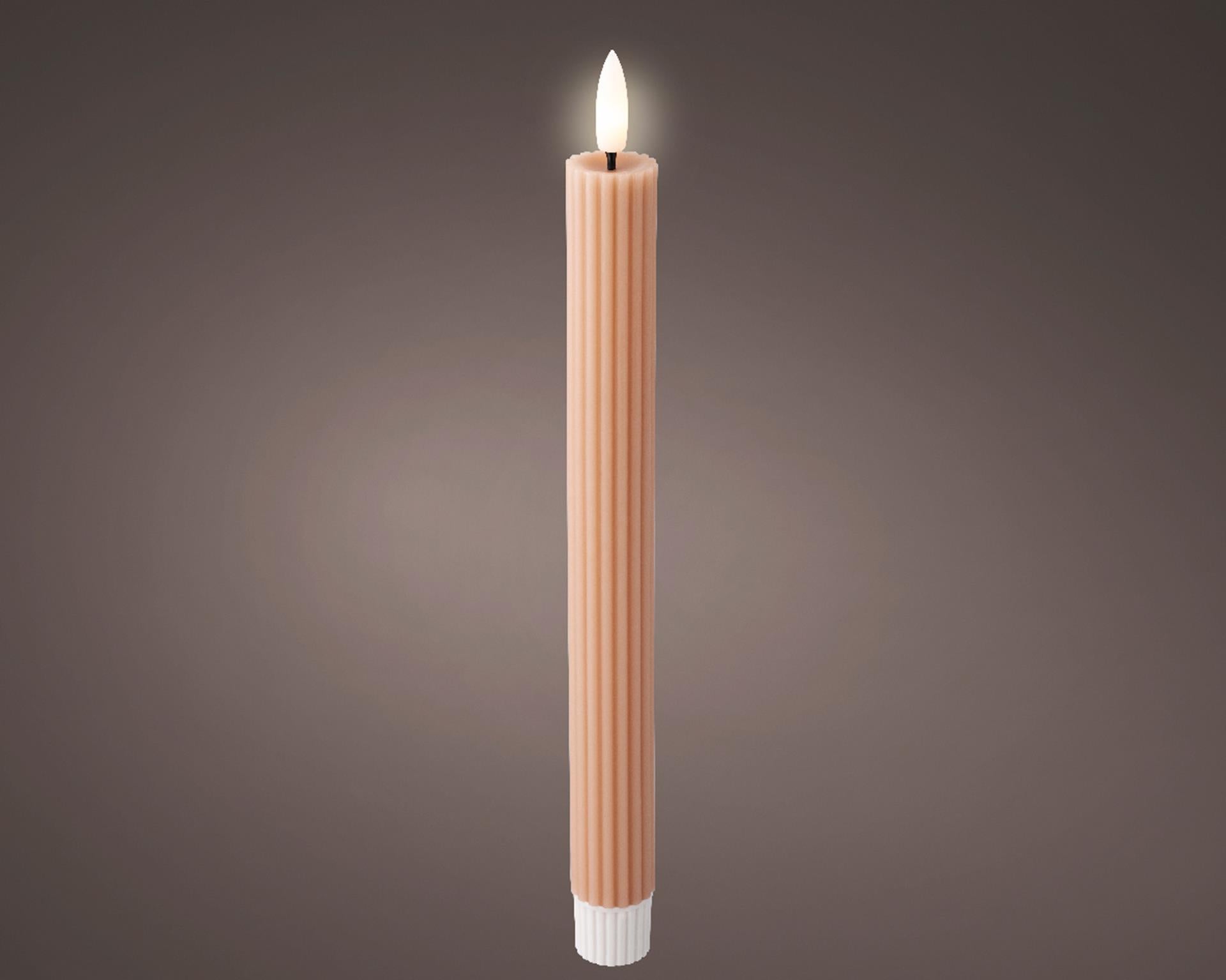 Lumineo led dinerkaars wax ribbel licht roze 2st