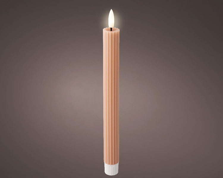Lumineo led dinerkaars wax ribbel licht roze 2st