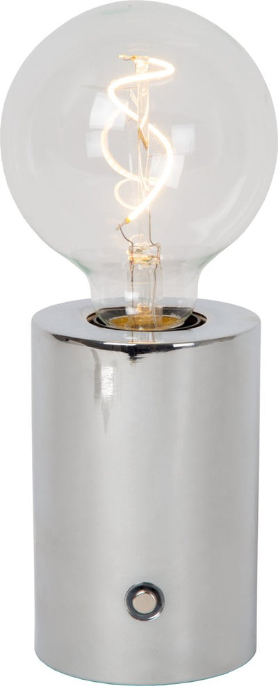 Lucide vivo - oplaadbare tafellamp - accu batterij - ø 8 cm - led dimbaar - e27 - 1x1w 2700k - chroom