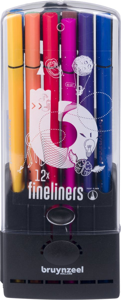 Bruynzeel teens 12 fineliners met driekantige grip