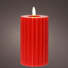 Lumineo kaars led vlam ribbel 15cm rood