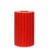 Lumineo kaars led vlam ribbel 15cm rood