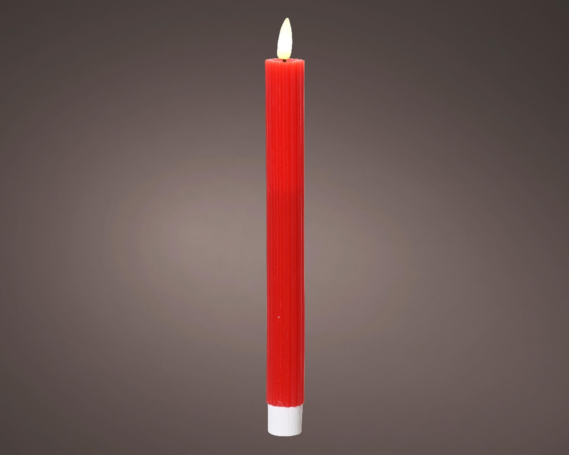 Lumineo led dinerkaarsen 2-delig met flikkerende vlam kerstrood dia.2x24,5cm was met 6 uur timer