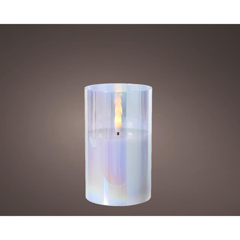 Lumineo kaars led in glas iriserend 12,5cm