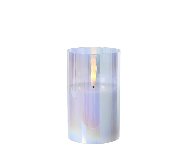 Lumineo kaars led in glas iriserend 12,5cm