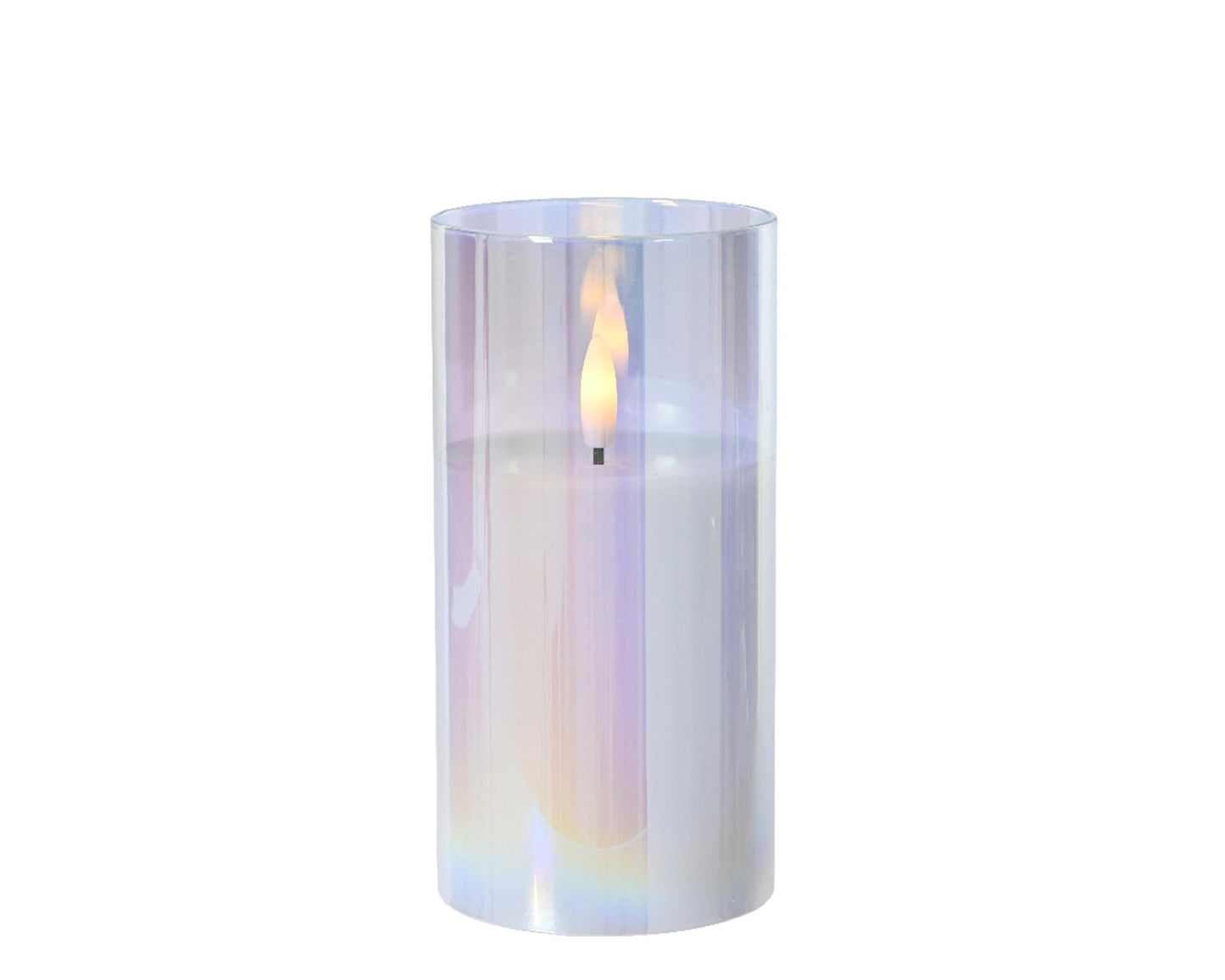 Lumineo kaars led in glas iriserend 15cm