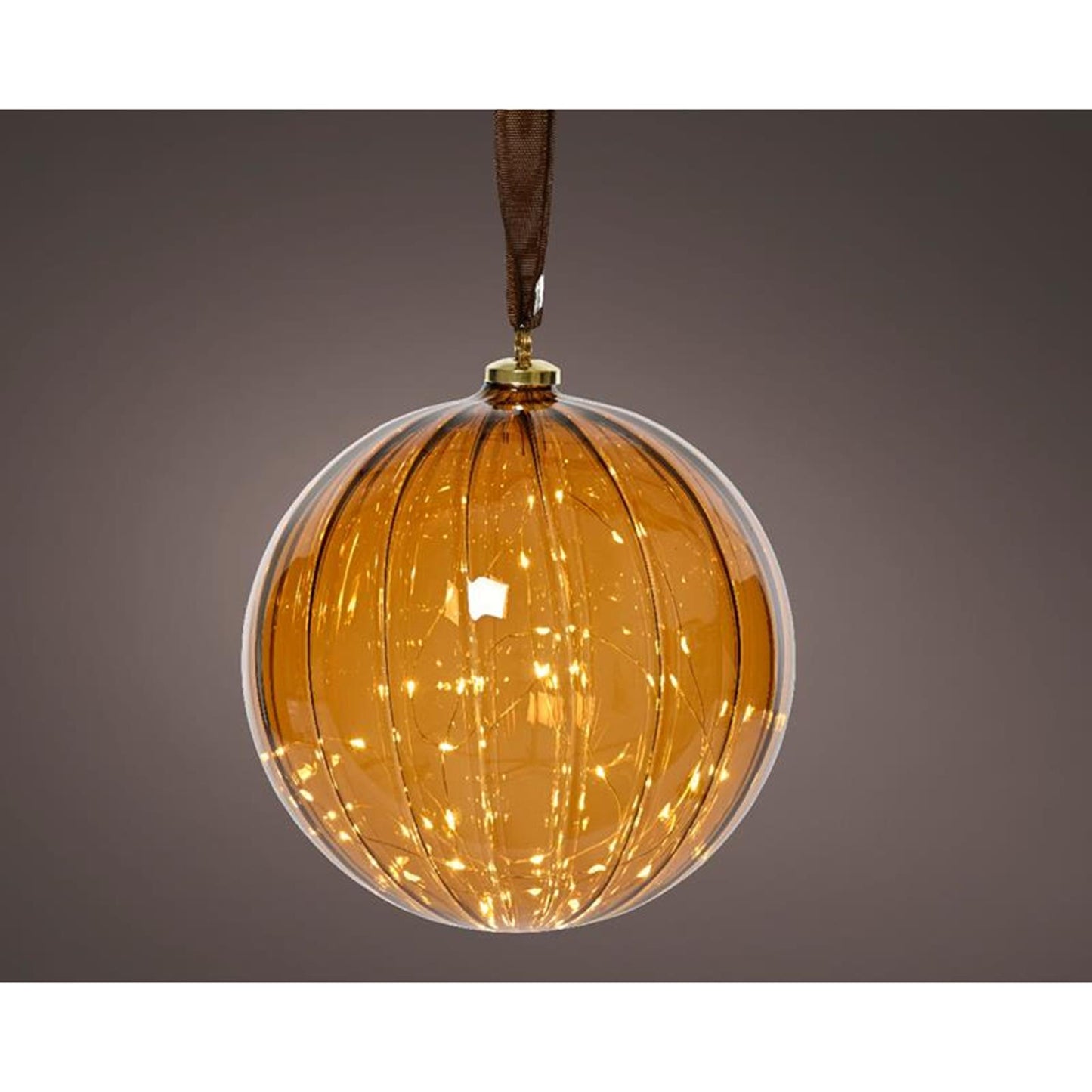 Lumineo led bal met micro led 15 lampjes op batterij met timer amber glas dia.10cm