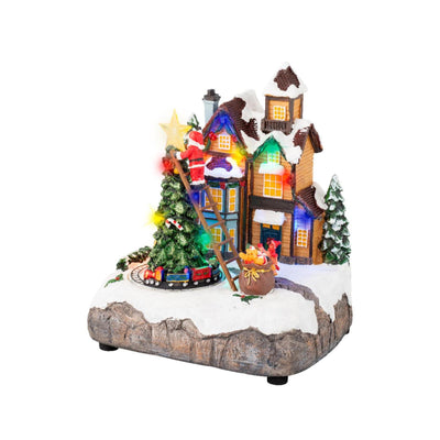 Lumineo kerstscene kerstboom versieren led polyresin 16x19x22cm