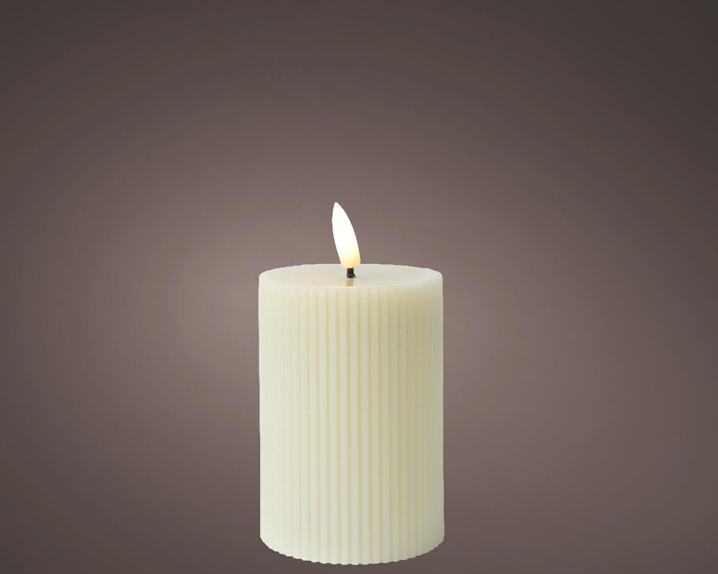 Lumineo kaars led ribbel vlam h13cm creme