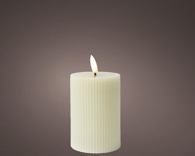 Lumineo kaars led ribbel vlam h13cm creme