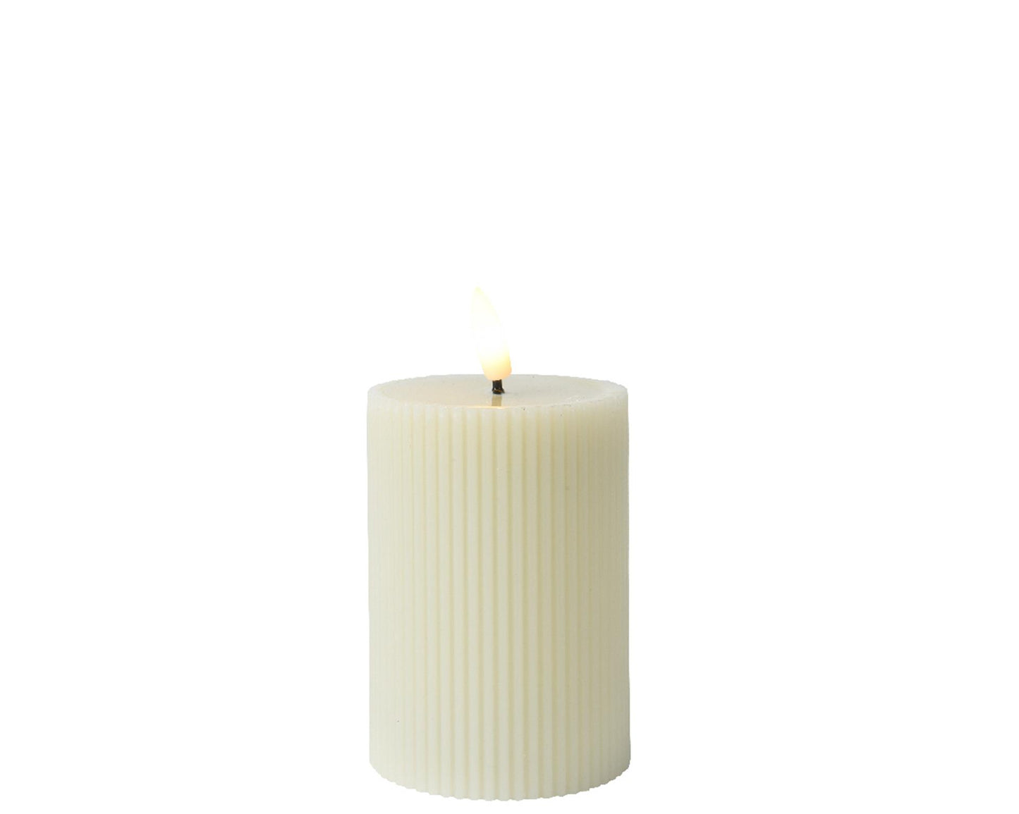 Lumineo kaars led ribbel vlam h13cm creme