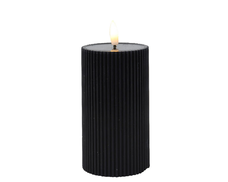 Lumineo kaars led ribbel vlam 15cm zwart