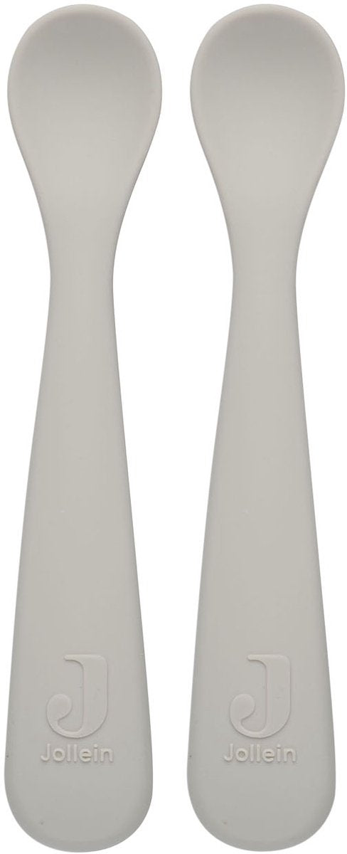 Jollein - lepeltje (nougat) - siliconen - baby lepel, baby servies - 2 stuks - 6-18 maanden