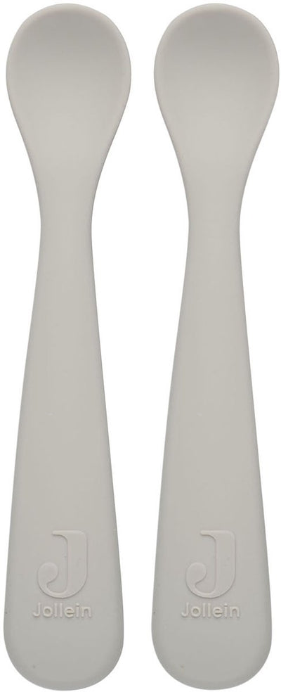 Jollein - lepeltje (nougat) - siliconen - baby lepel, baby servies - 2 stuks - 6-18 maanden