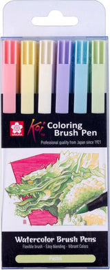 Sakura koi colouring brush pen set pastel, 6 kleuren - afbeelding 1