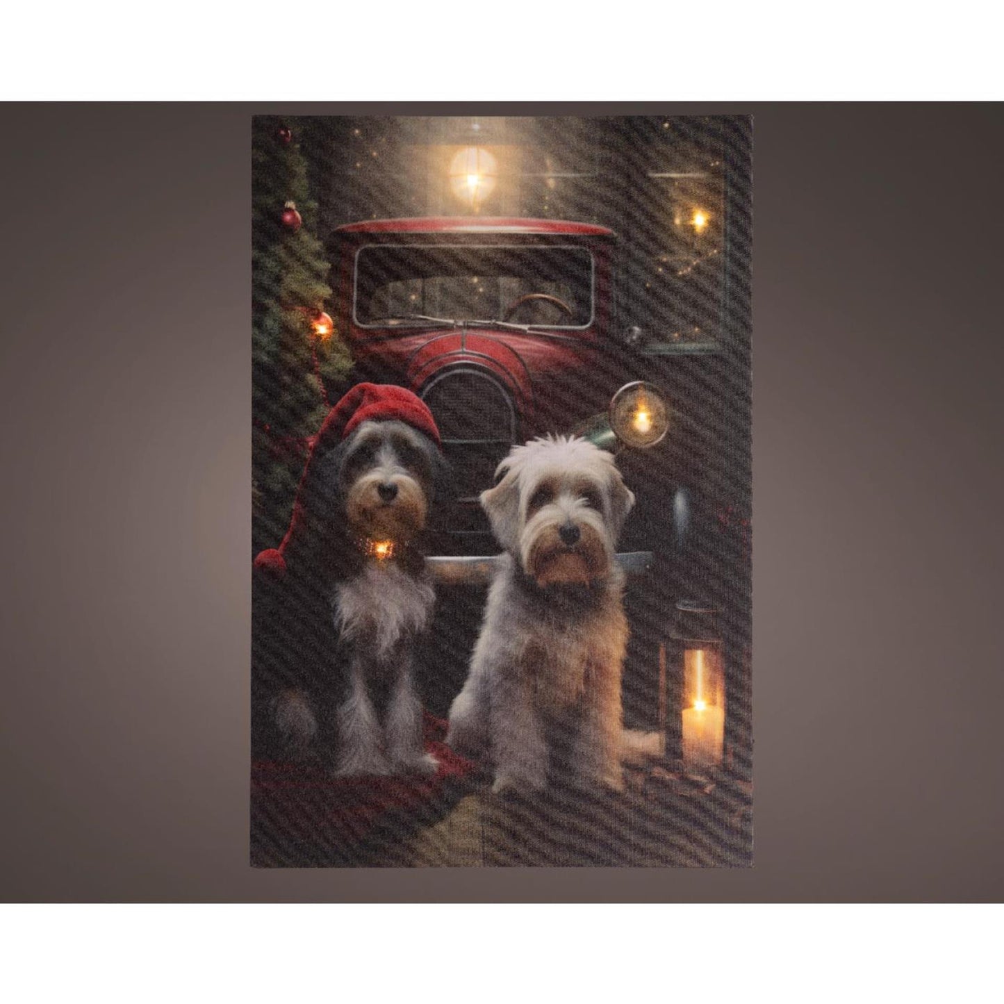Lumineo kerst canvas honden led 1,5x38x58cm warm wit