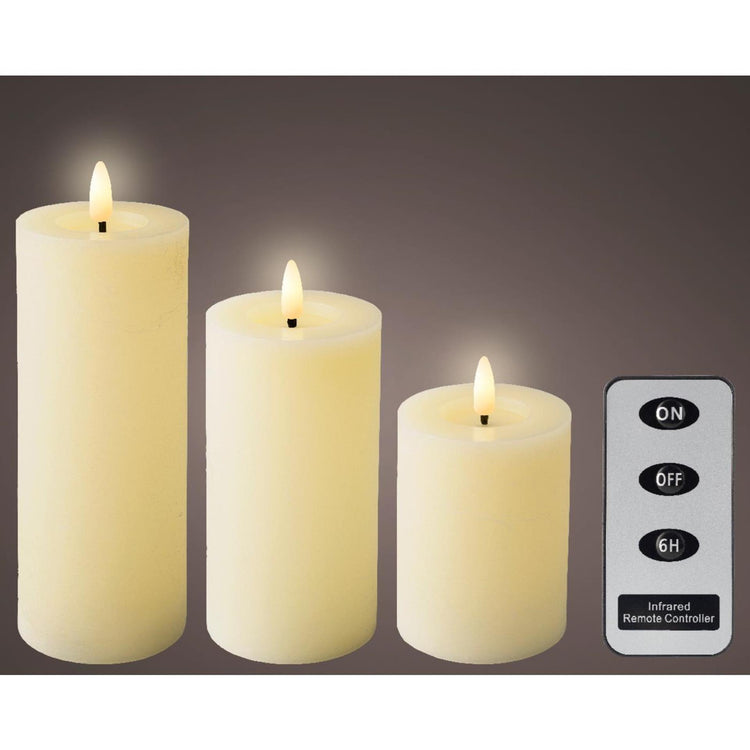 Lumineo led kaarsenset wax 3-delig crème