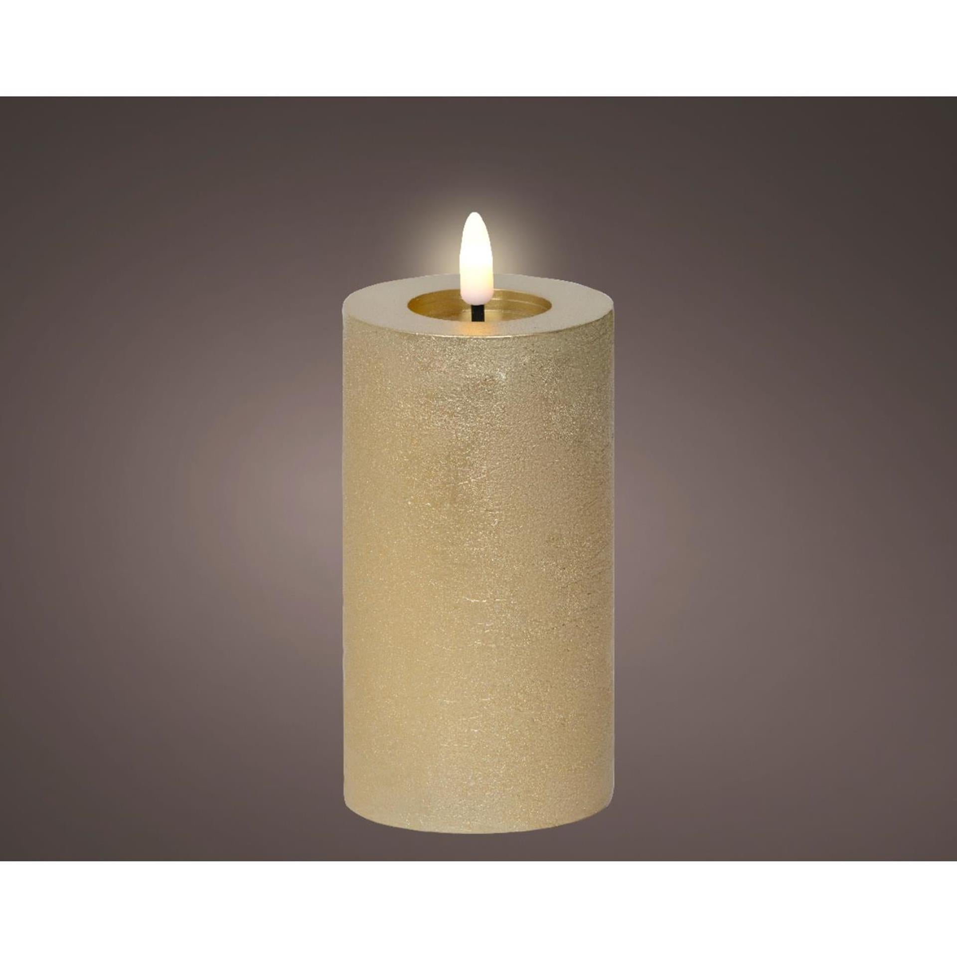 Lumineo led kaars wax goud ø7xh15cm