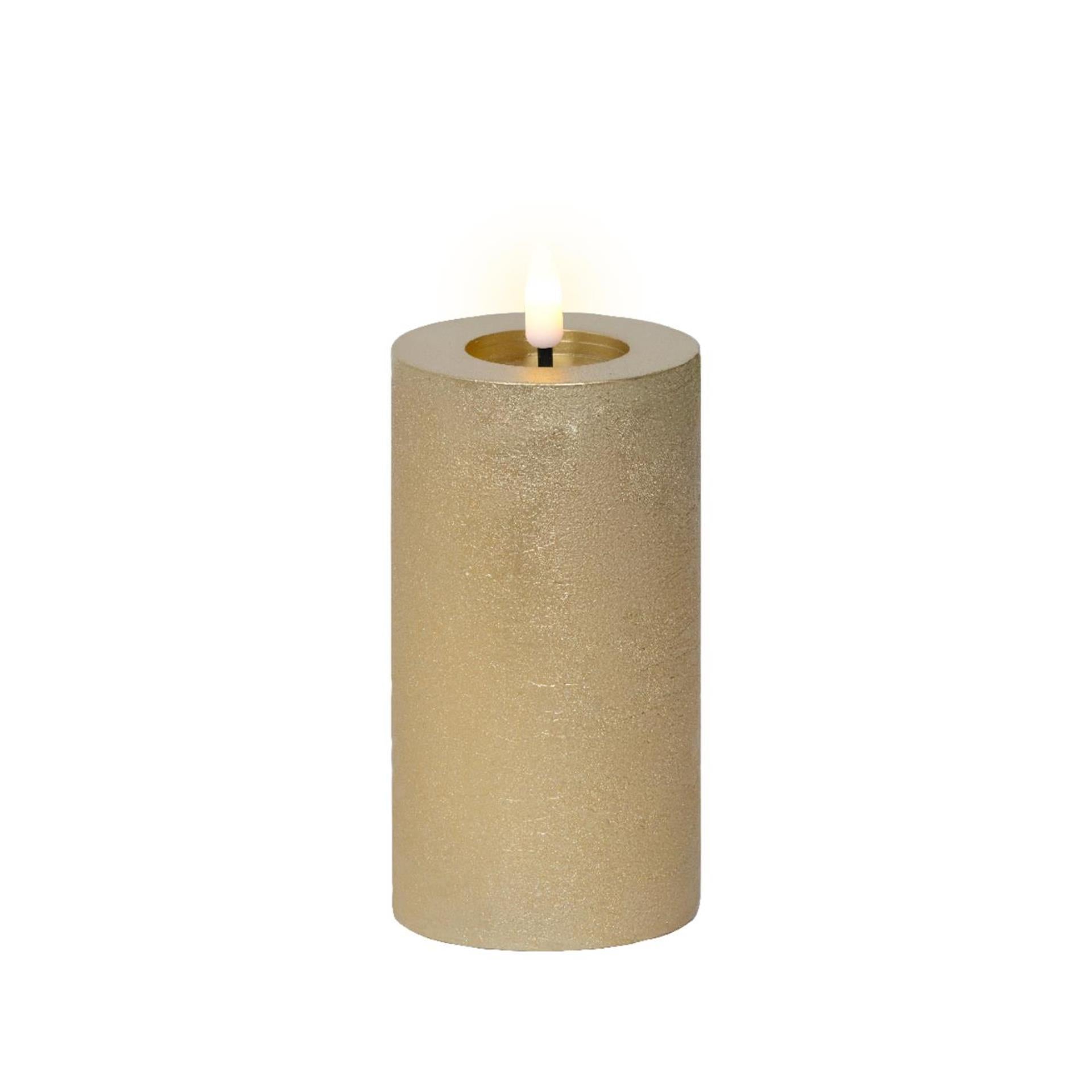 Lumineo led kaars wax goud ø7xh15cm