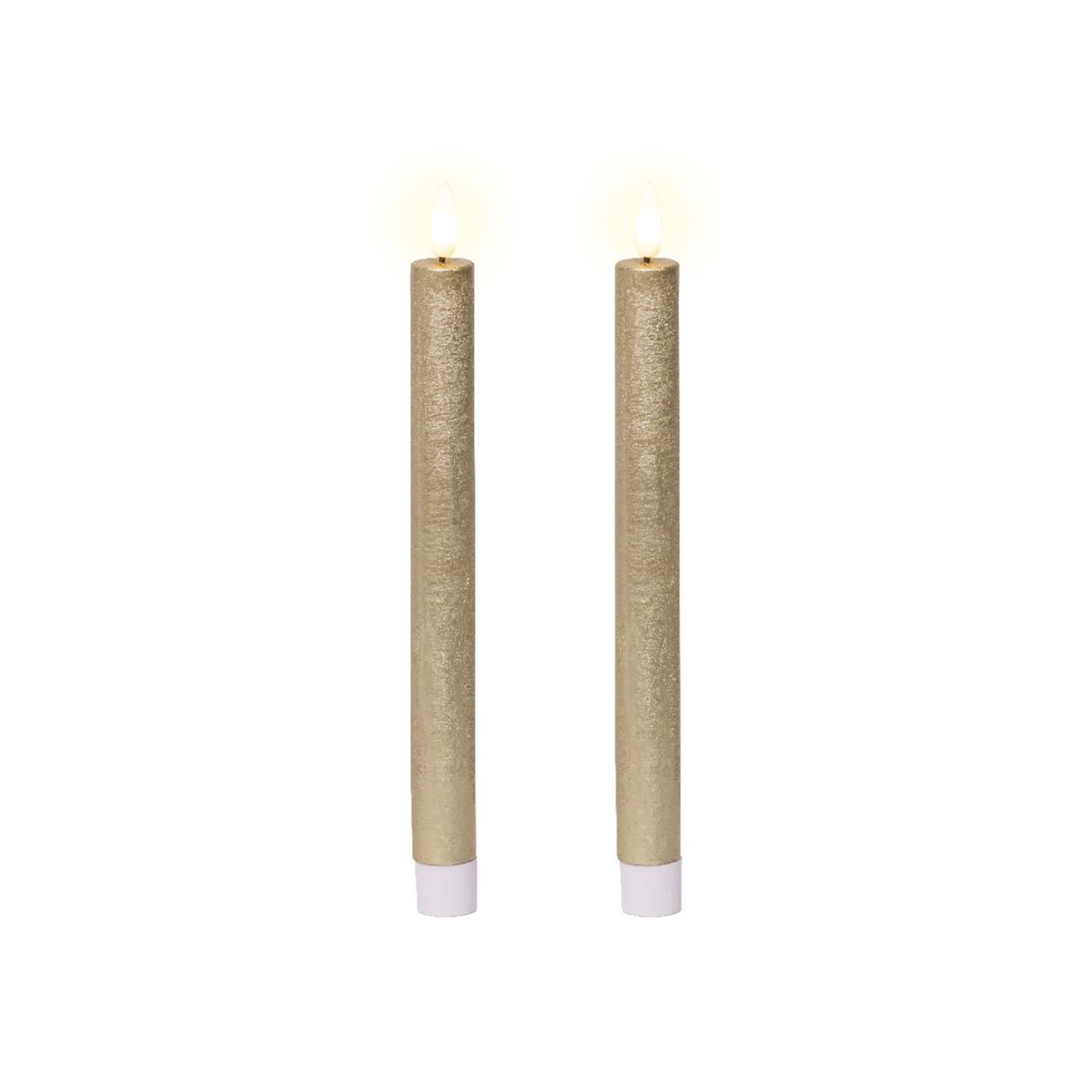 Lumineo led dinerkaarsenset wax goud h24,5cm