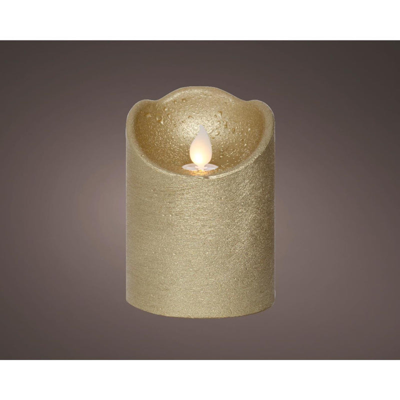 Lumineo led waving kaars wax goud ø7,5xh10cm