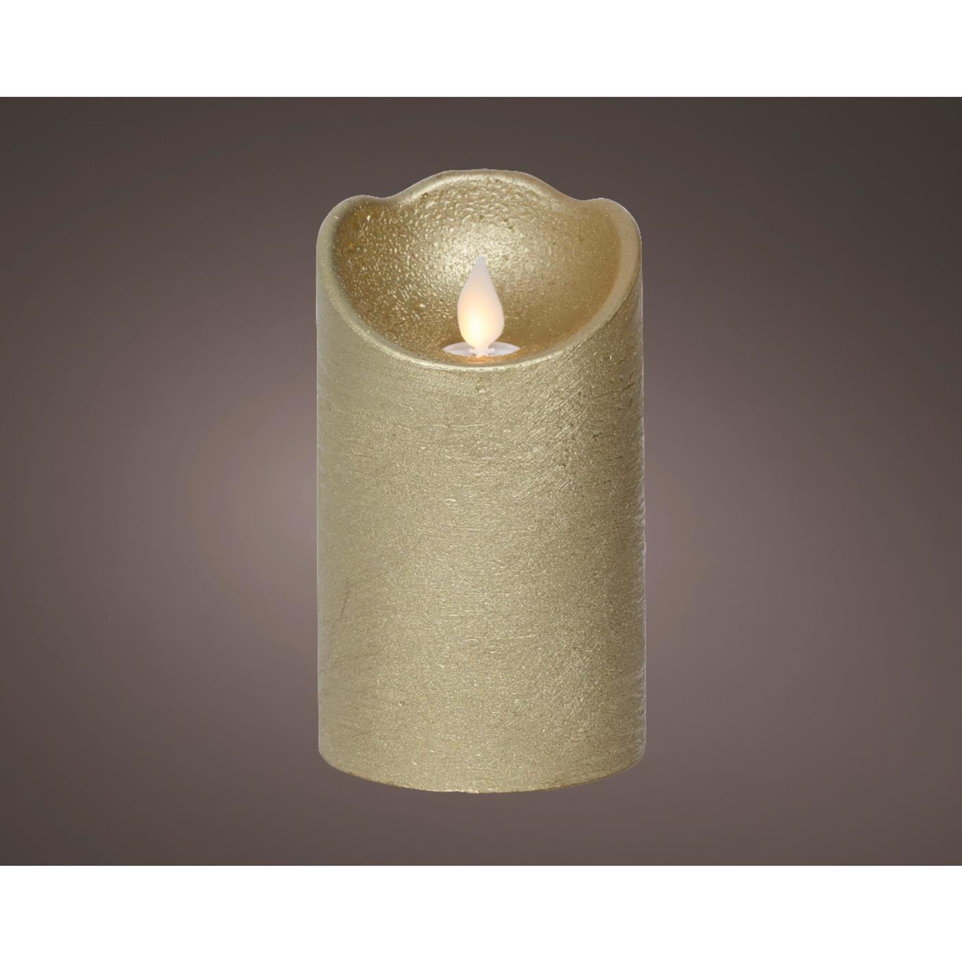 Lumineo led waving kaars wax goud ø7,5xh12,5cm warm wit