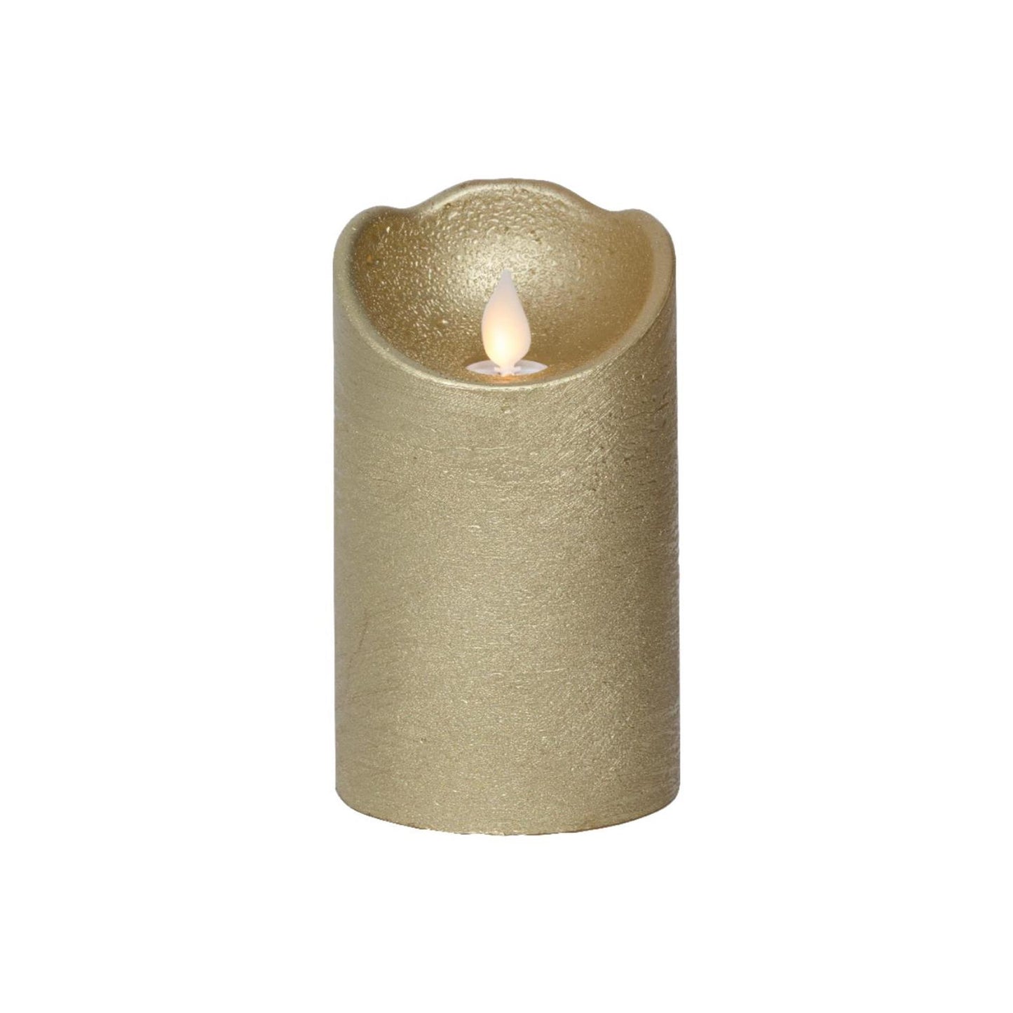 Lumineo led waving kaars wax goud ø7,5xh12,5cm warm wit