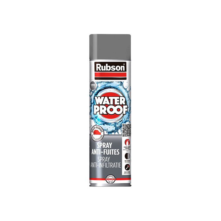 Rubson anti - infiltratie spray 300ml grijs | coating isolatie spray grijs | overschilderbaar repair coating spray | universele toepassing | vloeibaar rubber seal | rubber spray rubber coating.