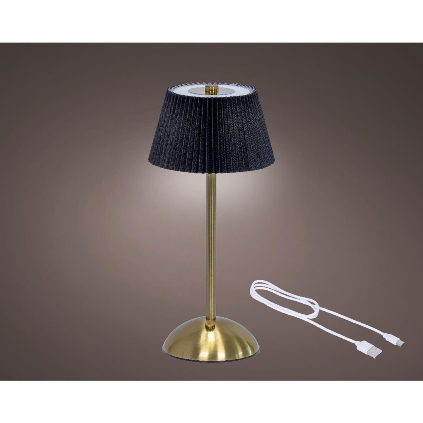 Lumineo tafellamp oplaadbaar met led zwart goud ø15xh30,5cm