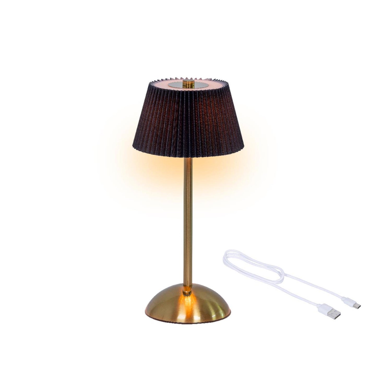Lumineo tafellamp oplaadbaar met led zwart goud ø15xh30,5cm