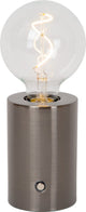 Lucide vivo - oplaadbare tafellamp - accu batterij - ø 8 cm - led dimbaar - e27 - 1x1w 2700k - mat zwart chroom
