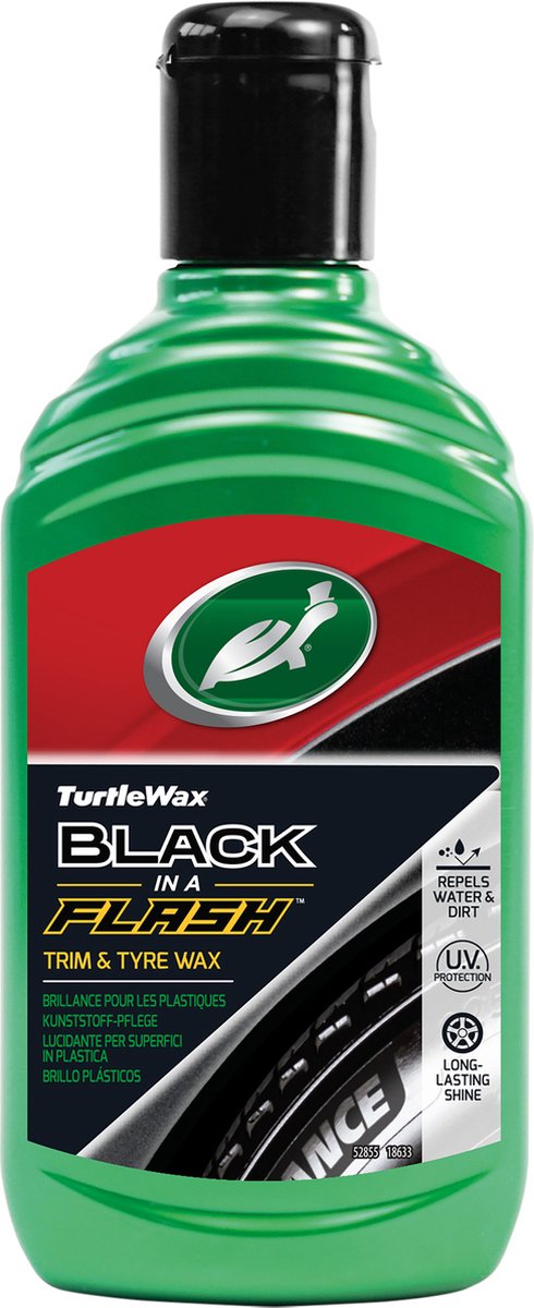 Turtle wax gl black in a flash – exterieurreiniger - voor alle kunststof delen - geeft een langdurige blijvende heldere glans - herstelt vaal geworden kunststof - waterbestendig - 300ml