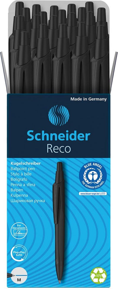 Schneider schrijfwaren schneider balpen - reco - zwart - 20 stuks - s-131810-20