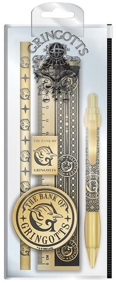 Harry potter pyramid international schrijfwarenset goud 5-delig - schrijfwaren kinderen - pennen - schrijfwaren set - pennenset - luxe schrijfwaren set