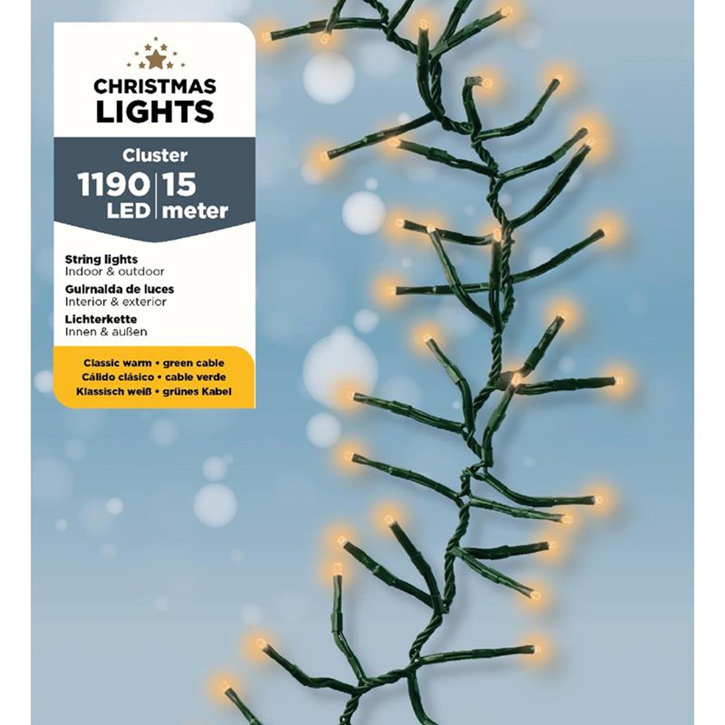 Lumineo kerstverlichting cluster 1190led warmwit