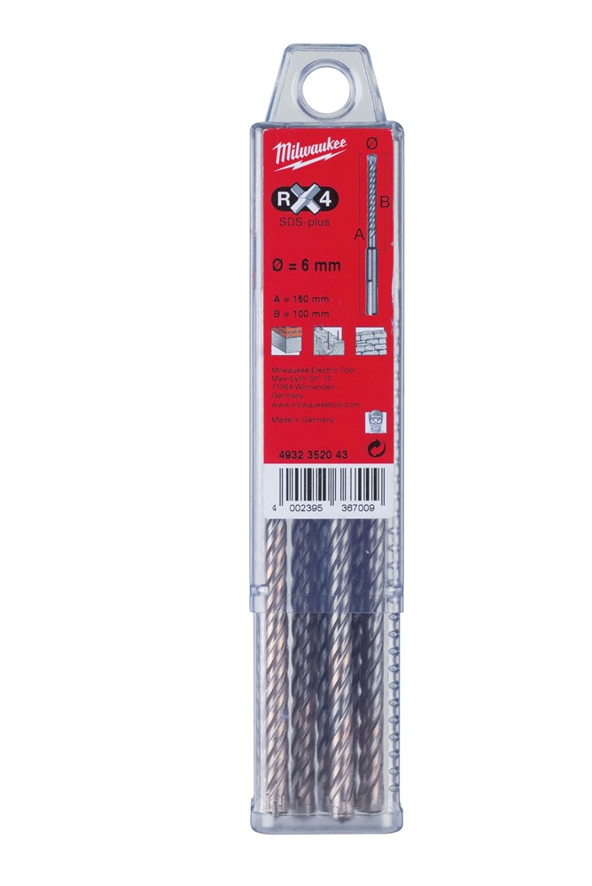 Milwaukee accessoires sds-plus hamerboor rx4 10 x 210 x 150 mm (10 stuks) - 4932352048