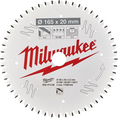 Milwaukee accessoires cirkelzaagblad p alu165x20x2,2x52tf neg. - 4932471296