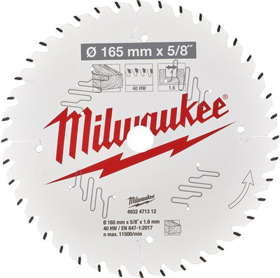 Milwaukee accessoires cirkelzaagblad 165 6 1 2 x 15,87 5 8 mm (40 tanden) - 4932471312