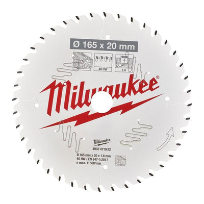 Milwaukee accessoires cirkelzaagblad p w 165x20x1.6x40atb - 4932471932