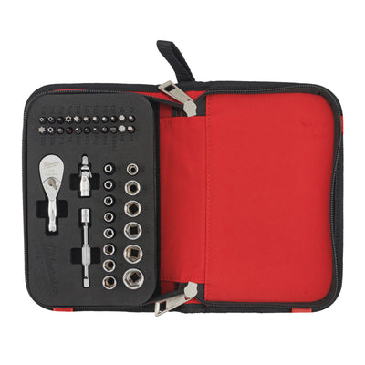 Milwaukee 1 4 compact ratchet set 39pc doppenset 1 4” four flat™compact in etui (39-delig) - 4932492672