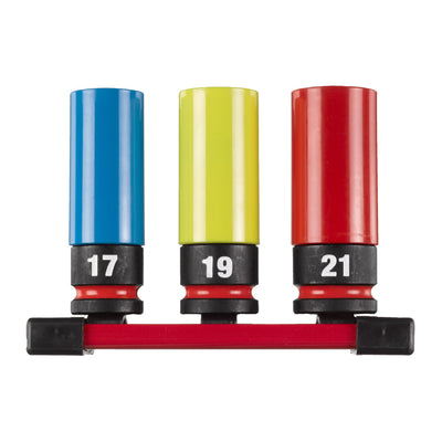 Milwaukee shockwave 1 2 slagmoer doppenset met sleeve 17 19 21 mm - 4932493370